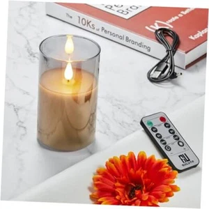 Candele senza fiamma tremolanti, batteria ricaricabile D3" x H4" con telecomando grigio - Foto 1 di 8