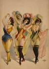 Burlesque Dancers 1899 Vintage Theater Show Rolled Canvas Print 24X32 In.
