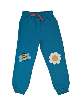 Ex Frugi Jogginghose Krabbel Biene Blumen Mädchen türkis Applikation 0-5 Jahre NEU