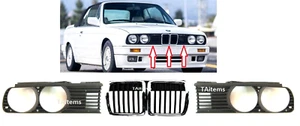 SET FRONT GRILLES LEFT CENTER RIGHT 3 PCS. FITS FOR BMW 3 SERIES E30 1982-1994 - Picture 1 of 17