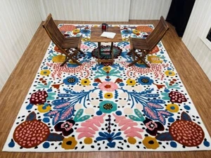 8x10 Tufted Floral Wool Area Rug Handmade Hand Tufted Animal Zebra Rug Kids Room - Picture 1 of 7