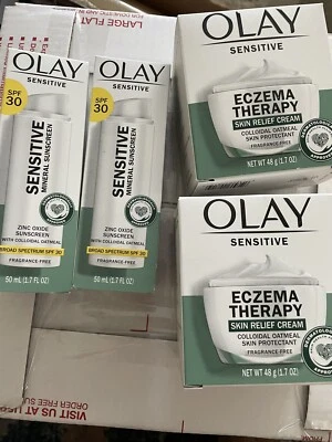 2X Olay Sensitive Mineral Sunscreen SPF30&2X Olay Eczema  Therapy Skin Relief - Image 1 of 4