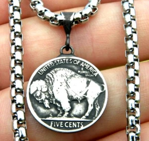 Kettenanhänger echt Büffel Indianer Nickel Münze 1920 1924 1925 1926 1927 - Bild 1 von 7