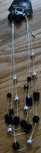 Black And Silver Necklace And Earrings New With Tags - Picture 1 of 6