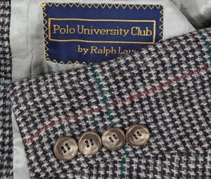 VtgPolo University Ralph Lauren Tweed Blazer Sports Suit Jacket HoundsTooth 42 - Picture 1 of 7