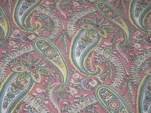 Ralph Lauren Brooke Paisley Full Flat Sheet Pink Green White Blue Floral Repair - Picture 1 of 12