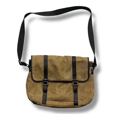 Bolso Mensajero de Viaje Ajustable para Laptop Cuero Marrón Lona Tostado Encerado Fossil Foto 1 de 4