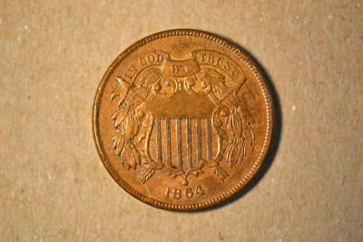 1864 Two Cent Piece- Lovely Brown BU - Image 1 of 4