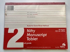 Zaner Bloser Handwriting Paper red Midline Grade 2nd method tablet VTG nifty - Picture 1 of 24