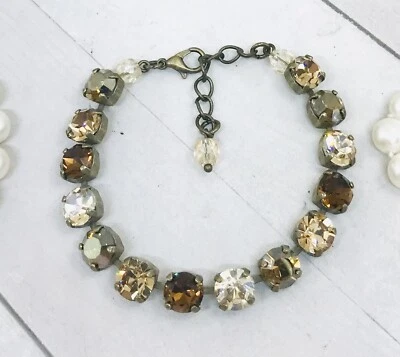 Toasted Almond Chocolate Brown Cup Chain Bracelet made with Brown Topaz Crystals - Image 1 of 4