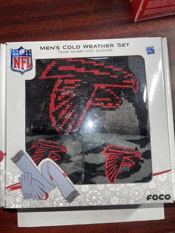FOCO NFL Atlanta Falcons Mens Cold Weather Team Set Scarf Gloves Red Black Gray Cover