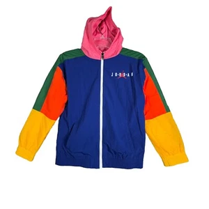 Nike Air Jordan Jacket Boys Large Multicolor Colorblock Windbreaker Streetwear - Picture 1 of 11