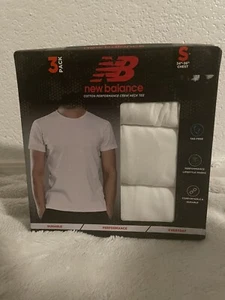 New Balance Men's Cotton Performance Crew Neck Tee 3-Pack Size SMALL White - Picture 1 of 4