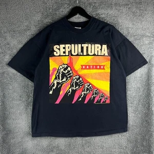 Vintage Sepultura Nation T-Shirt 2001 Blue Grape Rock Band Mens XL Screen Stars - Picture 1 of 10