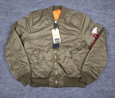 Chaqueta de bombardero Alpha Industries MA-1 calce ajustado piloto XL verde salvia nueva con etiquetas Foto 1 de 4