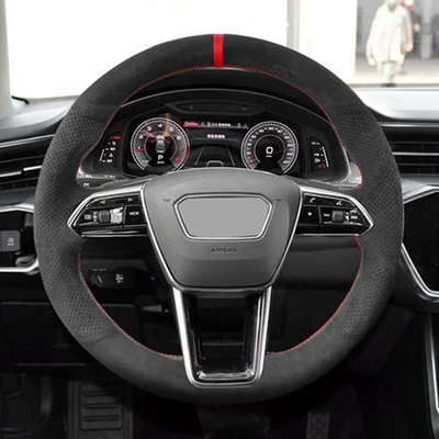 Замшевая красная полоса чехол на руль для Audi A6 C8 2018 2019 2020 2021 2022 - Изображение 1 из 4