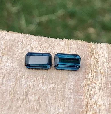 Premium quality 2.00 Ct Indicolite Tourmaline Pair Emerald Cut from Afghanistan - Image 1 of 4