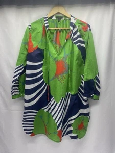 J CREW SWIM COVER W MED. GREEN BLUE RED SUMMER BEACH TROPICAL ISLAND - Picture 1 of 11