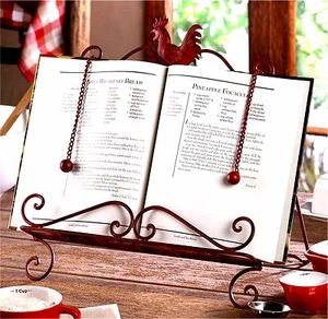 RED ROOSTER COOKBOOK OR TABLET STAND ** NIB - Imagen 1 de 8