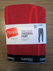 MENS RED HANES TAGLESS THERMAL PANT SIZE 2XL 2X LARGE - Picture 1 of 4