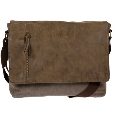 Herren Umhängetasche Canvas Tasche Schultertasche Messenger Braun Business UNI - Bild 1 von 4