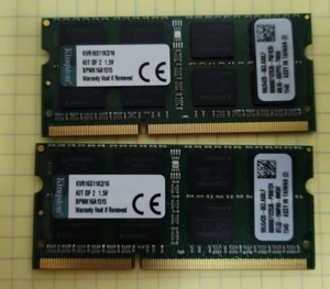 2x Kingston KVR16S11K2/16 8GB DDR3 1600MHz SoDIMM Laptop Memory (16GB Kit) - Picture 1 of 1