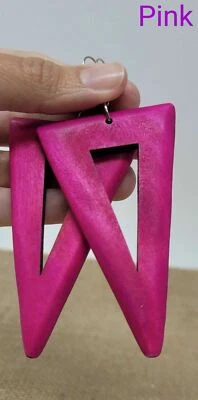 Pendientes Triángulo Pendientes Colgantes Madera Pendientes Madera Pendientes Triángulo Boho Foto 1 de 4