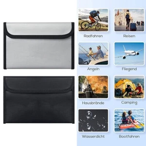 Fireproof Waterproof Document Bag Secret File Protect Pouch Money Cash Safe Box - Picture 1 of 9