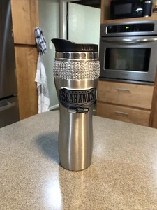 New Stainless Steel Seattle Seahawks Bling Tumbler Pewter Medallion Great Texas - Picture 1 of 6