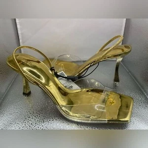 Zara, goldene und transparente Sandalen Gr 7,5 - Bild 1 von 11