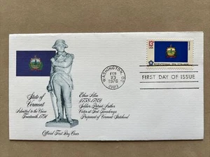 1646 Bicentennial Vermont State Flag FDC Fleetwood Feb 23 1976 Washington DC - Picture 1 of 2