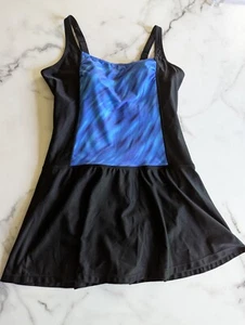 Aquamore 1-teiliger Badeanzug Damen Größe 18 W schwarz mit Blau durchgehende Abdeckung Badekleid - Bild 1 von 6