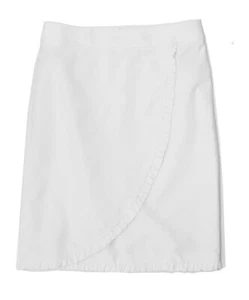 J.Crew Factory Women's 10 - NWT$69 - Ruffle White Oxford Fixed Wrap Tulip Skirt - Picture 1 of 3