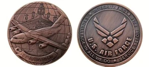 U.S.A.F., C-17 GLOBEMASTER, CHALLENGE COIN, BRONZE, FREE SHIPPING - Picture 1 of 3