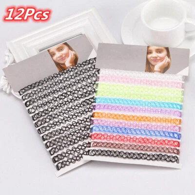 Collana con ciondolo girocollo tatuaggio elastico 12 pezzi vintage chockers retrò colletto nero - Immagine 1 di 4