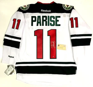 ZACH PARISE SIGNED MINNESOTA WILD REEBOK PREMIER WHITE JERSEY STEINER SPORTS COA - Picture 1 of 5