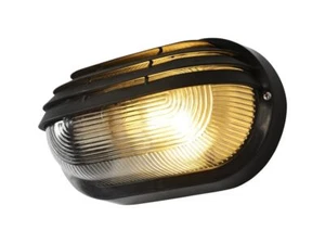 Wall Light Black Puck Bulkhead Oval IP44 Coast Outdoor CZ-25142-BLK - Picture 1 of 2