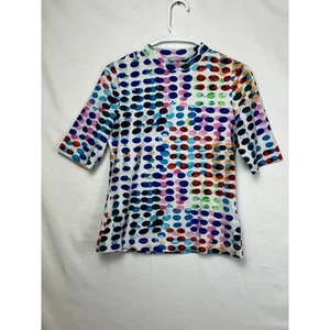 Top donna Maeve taglia XS bianco multicolore discoteca finto collo manica corta - Foto 1 di 7