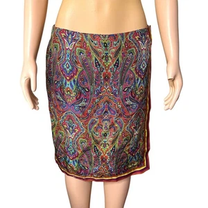 Grace Elements Classic Paisley 100% Silk Wrap Skirt Women's Size 12 - Picture 1 of 11