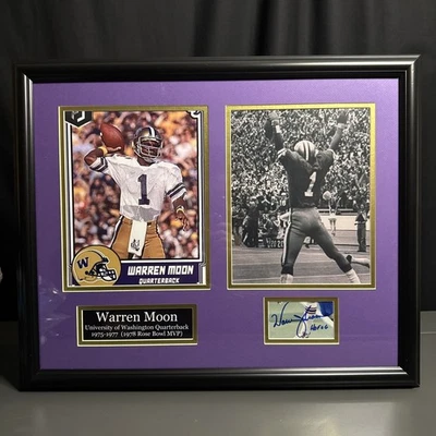 Warren Moon Signed 22x18 Framed Photos. Rose Bowl MVP. NFL HOF 2006 JSA COA - Image 1 of 4
