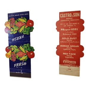Castro & Son Los Angeles Vintage 1940s Fruit Vegetable Design Matchbook - Bild 1 von 1