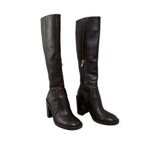 Bota Gianvito Rossi Mujer EUR 36 US 6 Cuero Marrón Oscuro Hasta la Rodilla Tacón Bloque - Imagen 1 de 11