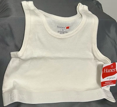 Top corto Hanes Originals para mujer súper suave cómodo acanalado con bandas talla L crema Foto 1 de 3