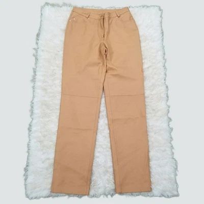 Pantalones de cuero tostado de pierna recta talla 8 altos para mujer entrepierna larga MetroStyle  Foto 1 de 4