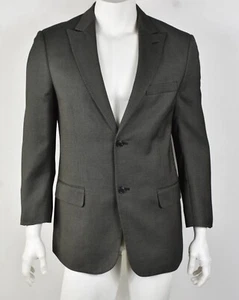 PRONTO UOMO Black & Taupe Woven Birdseye Peak-Lapel Dual-Vent Blazer 42R - Picture 1 of 5