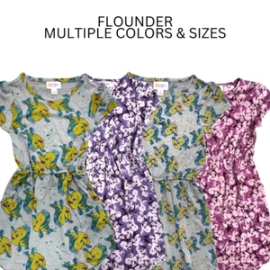 NWT Disney Little Mermaid Flounder Lularoe Mae Girls Dress MULTIPLE COLORS - Picture 1 of 5