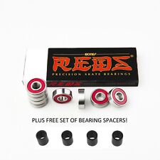 BRAND NEW Bones Reds Skateboard Bearings Set of 8 PLUS Free Bearing Spacers!