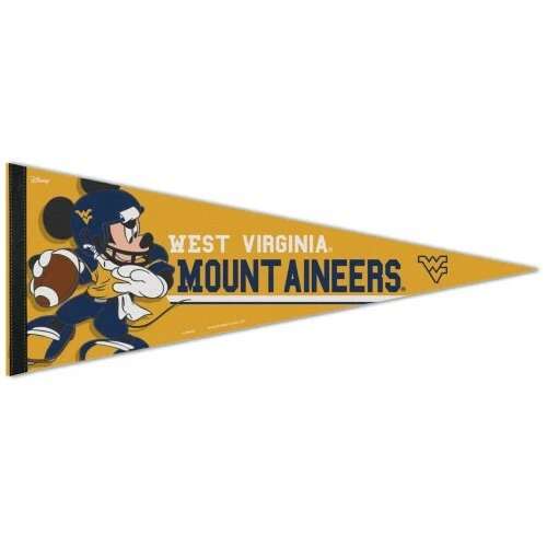 WEST VIRGINIA MOUNTAINEERS MICKEY MOUSE DISNEY PREMIUM PENNANT 12"X30" BANNER - Image 1 of 1