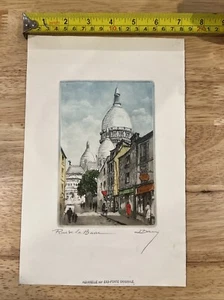 Vintage französische Paris Szene Aquarell signiert Gemälde BARRY 7 1/8”x11” - Bild 1 von 4