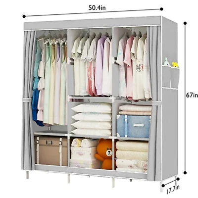 Organizador de armario portátil de alta resistencia armario ropa zapatos perchero con cubierta Foto 1 de 4